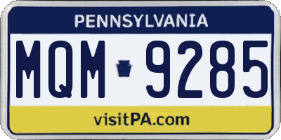PA license plate MQM9285