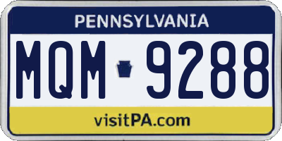 PA license plate MQM9288