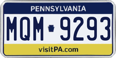 PA license plate MQM9293