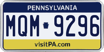 PA license plate MQM9296