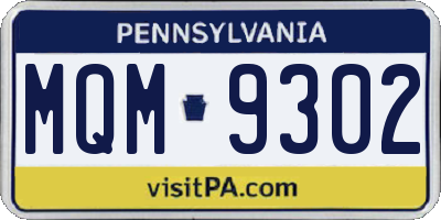 PA license plate MQM9302