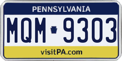 PA license plate MQM9303