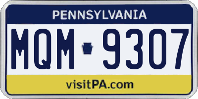 PA license plate MQM9307