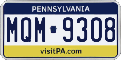 PA license plate MQM9308
