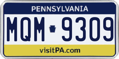 PA license plate MQM9309