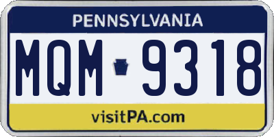 PA license plate MQM9318
