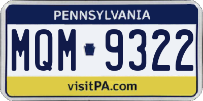 PA license plate MQM9322