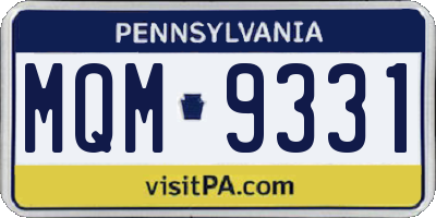 PA license plate MQM9331