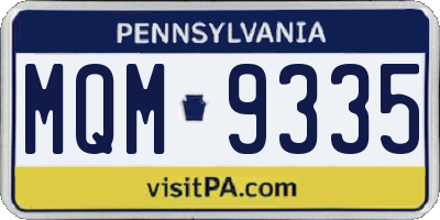 PA license plate MQM9335