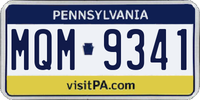 PA license plate MQM9341