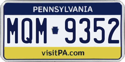 PA license plate MQM9352