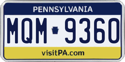 PA license plate MQM9360