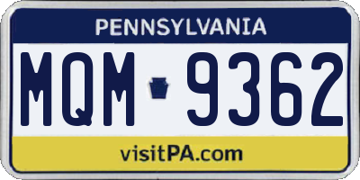 PA license plate MQM9362