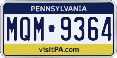 PA license plate MQM9364
