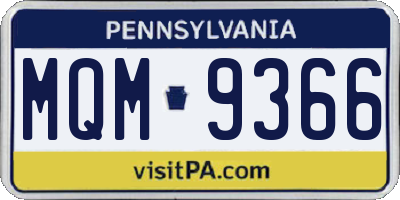 PA license plate MQM9366