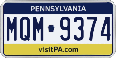 PA license plate MQM9374