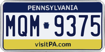 PA license plate MQM9375