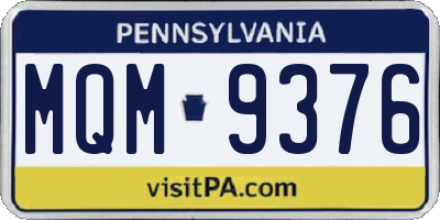 PA license plate MQM9376