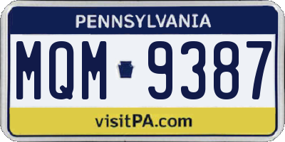 PA license plate MQM9387