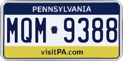 PA license plate MQM9388