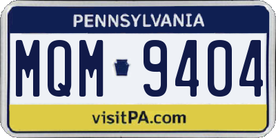 PA license plate MQM9404