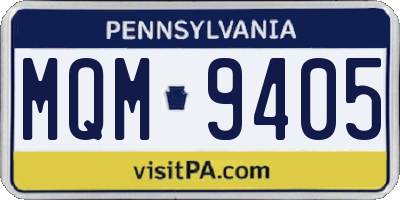 PA license plate MQM9405