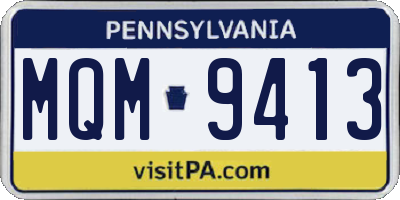 PA license plate MQM9413