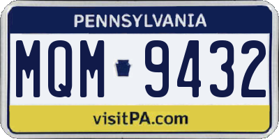 PA license plate MQM9432