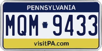 PA license plate MQM9433