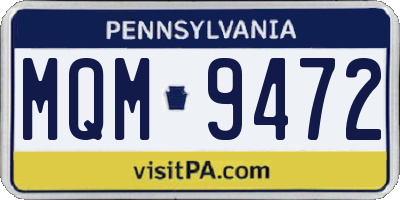 PA license plate MQM9472