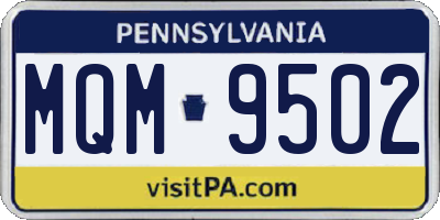 PA license plate MQM9502