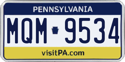 PA license plate MQM9534