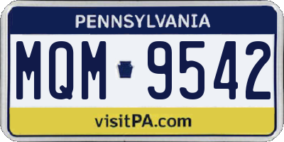 PA license plate MQM9542
