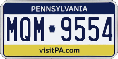 PA license plate MQM9554