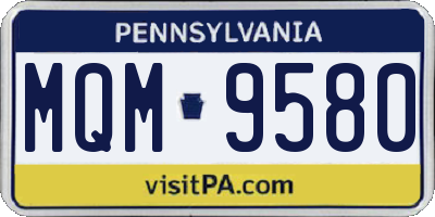 PA license plate MQM9580