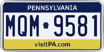 PA license plate MQM9581
