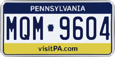 PA license plate MQM9604