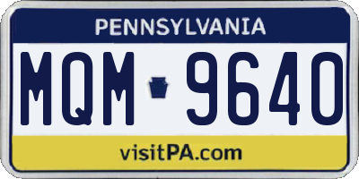 PA license plate MQM9640