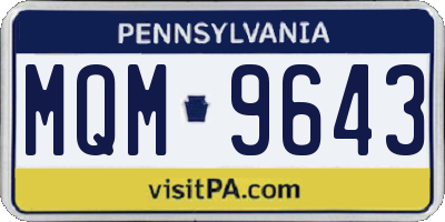 PA license plate MQM9643