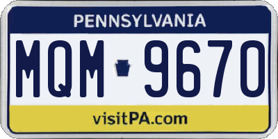 PA license plate MQM9670