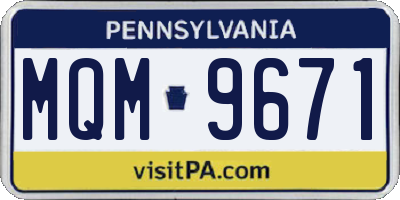 PA license plate MQM9671
