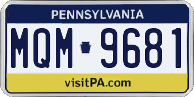 PA license plate MQM9681