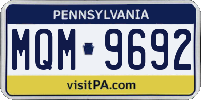 PA license plate MQM9692