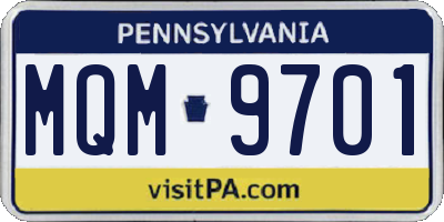PA license plate MQM9701