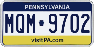 PA license plate MQM9702