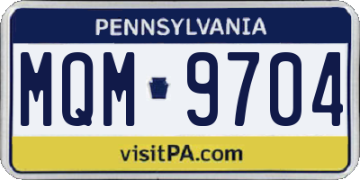 PA license plate MQM9704