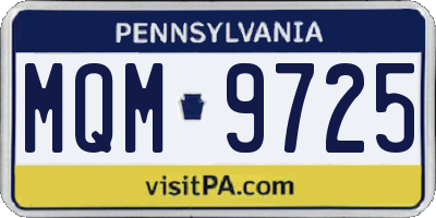PA license plate MQM9725