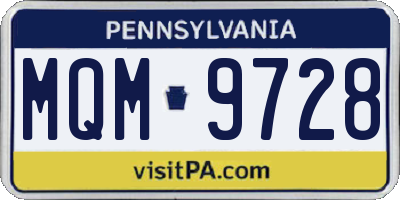 PA license plate MQM9728