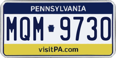 PA license plate MQM9730