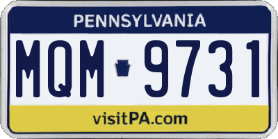 PA license plate MQM9731